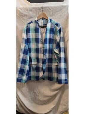 New, Never Worn Blue Green White Plaid Blazer Jacket 6XL